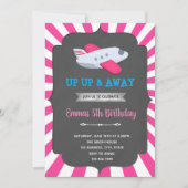 Meisjesvliegtuig-uitnodiging Kaart (Voorkant)