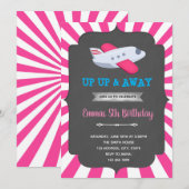 Meisjesvliegtuig-uitnodiging Kaart (Voorkant / Achterkant)