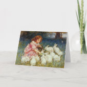 Meisjesvoederkonijnen Feestdagen Kaart (Voorkant)