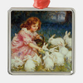 Meisjesvoederkonijnen Metalen Ornament (Voorkant)