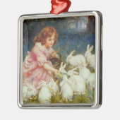 Meisjesvoederkonijnen Metalen Ornament (Links)