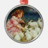 Meisjesvoederrabbites Metalen Ornament (Voorkant)