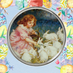 Meisjesvoederrabbites Metalen Ornament