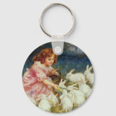 Meisjesvoeding Konijnen Sleutelhanger (Voorkant)