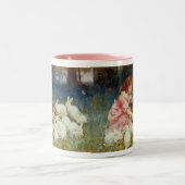 Meisjesvoeding Konijnen Tweekleurige Koffiemok (Center)