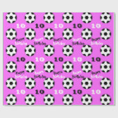 Meisjesvoetbal ALLE LEEFTIJD roze verjaardag | Spo Cadeaupapier (Vlak)