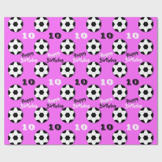 Meisjesvoetbal ALLE LEEFTIJD roze verjaardag | Spo Cadeaupapier (Vlak)