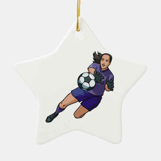 meisjesvoetbal goalie afbeelding keramisch ornament (Voorkant)
