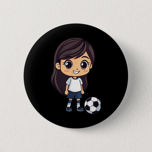 Meisjesvoetbal Ronde Button 5,7 Cm (Voorkant)