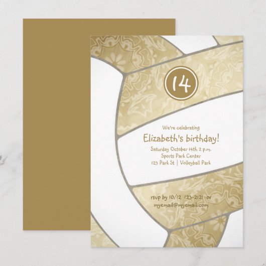 meisjesvolleybalfeest kaart (Voorkant / Achterkant)