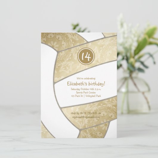 meisjesvolleybalfeest kaart (Staand voorkant)