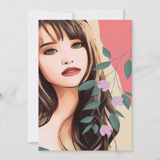 Meisjesvrouw vrouw dame  gezicht, portret art T Feestdagenkaart (Voorkant)