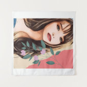 Meisjesvrouw vrouw dame  gezicht, portret art T Wandkleed (Voorkant (horizontaal))