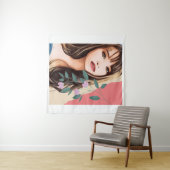 Meisjesvrouw vrouw dame  gezicht, portret art T Wandkleed (In Situ (horizontaal))