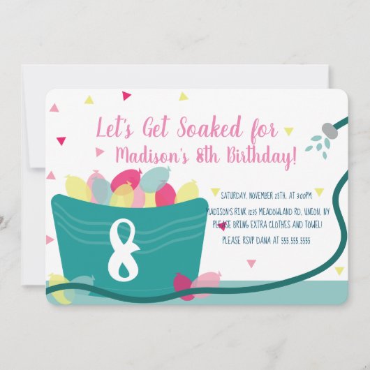 Meisjeswaterballon vecht Birthday Pink Kaart (Voorkant)