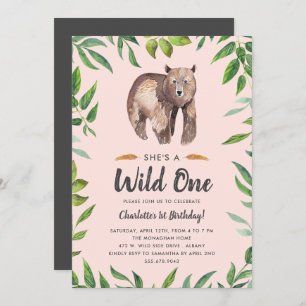 MeisjesWaterverf Wild Een verjaardag Blush Kaart