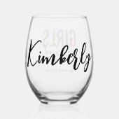 Meisjesweekend Cheeta-print Meisjesreis uitstapje Wijnglas Zonder Voet (Achterkant)