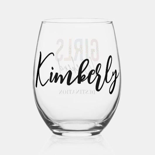 Meisjesweekend Cheeta-print Meisjesreis uitstapje Wijnglas Zonder Voet (Achterkant)