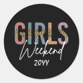 Meisjesweekend Luipaardprint Meisjesreis uitstapje Ronde Sticker (Voorkant)