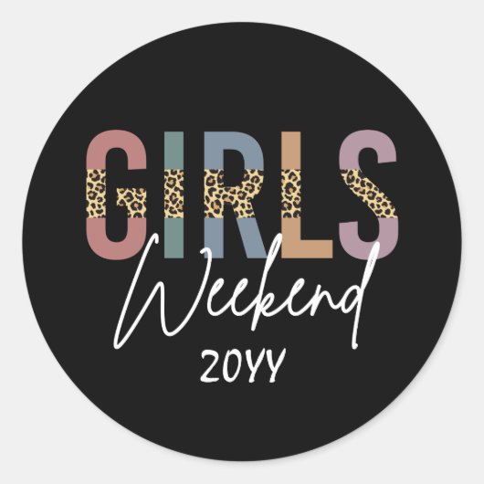 Meisjesweekend Luipaardprint Meisjesreis uitstapje Ronde Sticker (Voorkant)