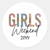 Meisjesweekend Luipaardprint Meisjesreis uitstapje Ronde Sticker (Voorkant)