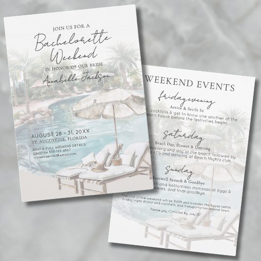 Meisjesweekend Tropisch Zwembad Bruidsfeest Kaart