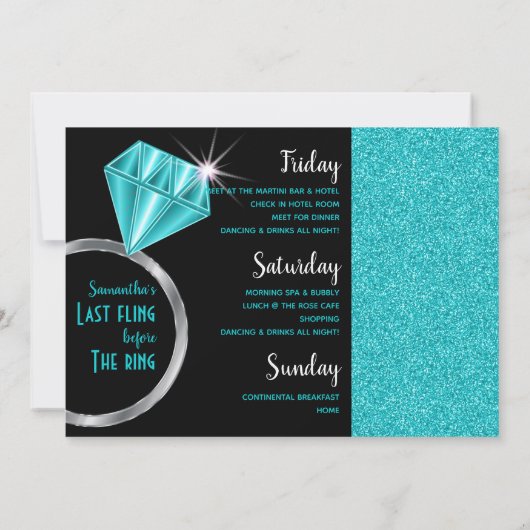 Meisjesweekend | zwart & Turquoise Kaart (Achterkant)