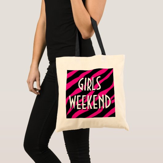 Meisjesweekendcanvas tas | Roze en zwarte zebra (Voorkant (product))