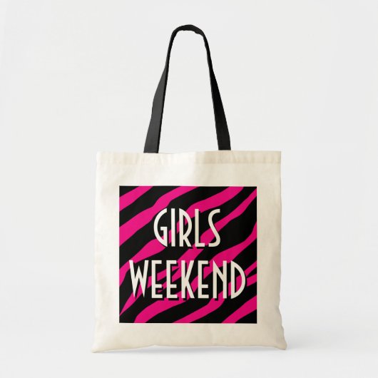 Meisjesweekendcanvas tas | Roze en zwarte zebra (Voorkant)