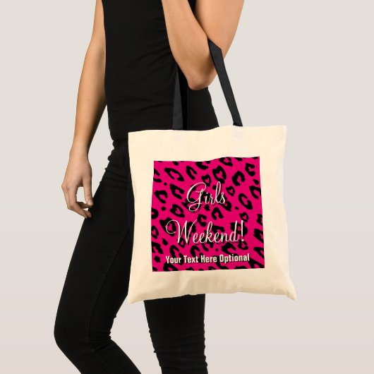 Meisjesweekendcanvas tas | Roze zwarte blad (Voorkant (product))