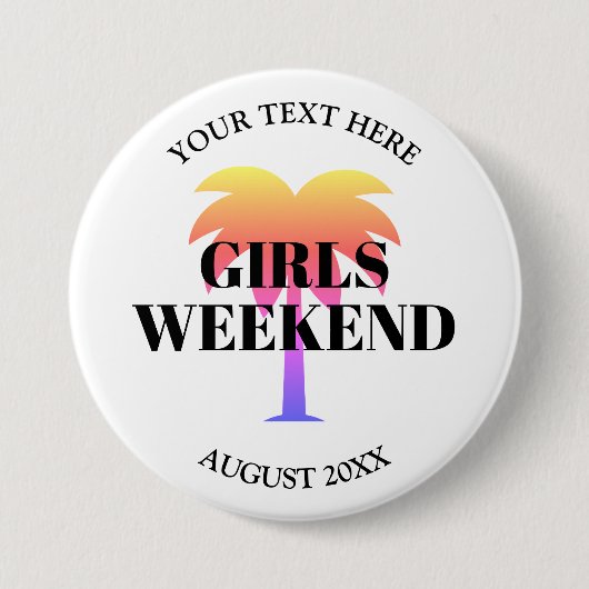 Meisjesweekendreis bachelorette-palm ronde button 7,6 cm (Voorkant)