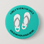 Meisjesweekendreis met schattige strandsandalen ronde button 7,6 cm (Voorkant)