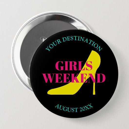 Meisjesweekendreis met vrijgezellenfeest stiletto ronde button 4,0 cm (Voorkant /achterkant)