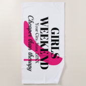 Meisjesweekendreis tropische bestemming stiletto strandlaken (Voorkant)