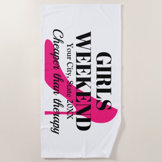 Meisjesweekendreis tropische bestemming stiletto strandlaken (Voorkant)