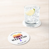 Meisjesweekendtropische palm rond de kust van papi ronde kartonnen onderzetter (Insitu)