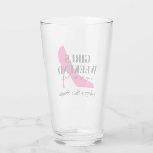 Meisjesweekfeest roze stiletto bachelorette glas (Achterkant)