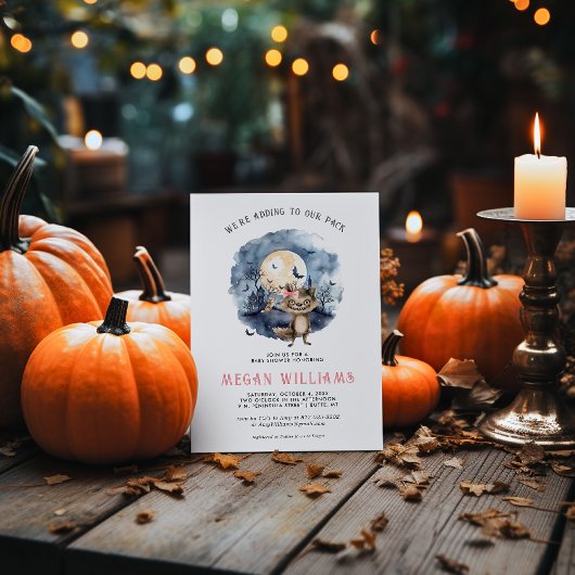 Meisjesweerwolf | Halloween Baby Shower Kaart