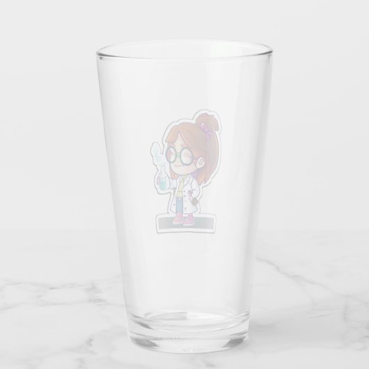 Meisjeswetenschapper Sticker Kunstglas Glas (Achterkant)