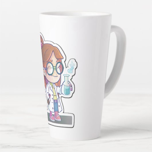 Meisjeswetenschapper Sticker Kunstlatte Mok (Rechterhoek)