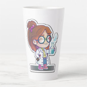 Meisjeswetenschapper Sticker Kunstlatte Mok