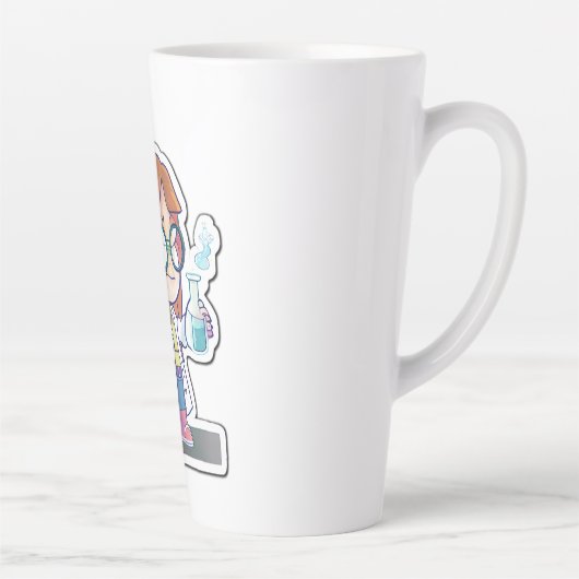 Meisjeswetenschapper Sticker Kunstlatte Mok (Rechts)