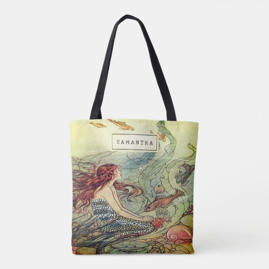  meisjeszeemeermin onder het Zee gepersonaliseerd Tote Bag (Achterkant)