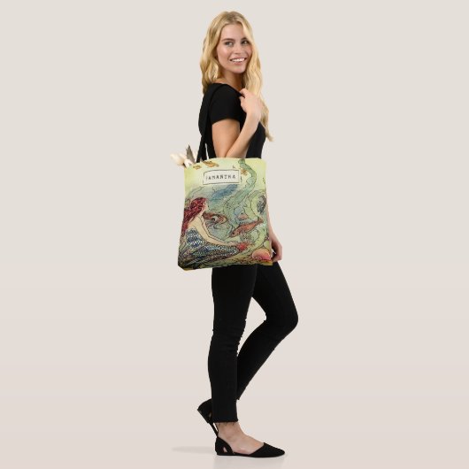  meisjeszeemeermin onder het Zee gepersonaliseerd Tote Bag (Op model)