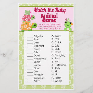Meiskikkerkvlees Baby shower Game Animal Match She