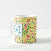 Meiskleurig Boho Spring Flowers Monogram Koffiemok (Voorkant links)