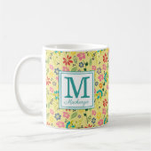 Meiskleurig Boho Spring Flowers Monogram Koffiemok (Links)