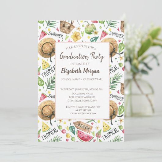 Meiskleurig strand onthax Afstuderen Kaart (Staand voorkant)