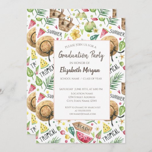 Meiskleurig strand onthax Afstuderen Kaart (Voorkant / Achterkant)