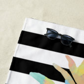 Meiskleurige anananas, zwarte witte strepen strandlaken (In situ)